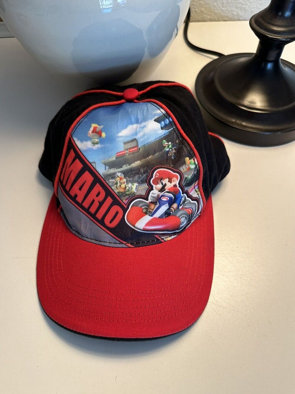 Men's Black and Red WII Mario Kart Adjustable Cap Hat